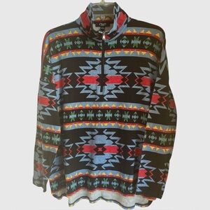 Chaps Sport Southwestern Aztec Geometric 1/4 Zip Cotton Pullover Large
